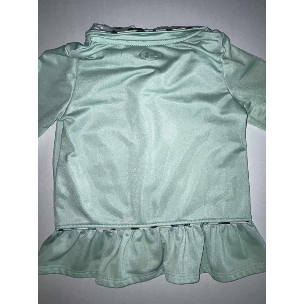 Under Armour Girls 2T Zip Up Jacket, Sea Foam With Leopard Around Collar - Picture 7 of 7